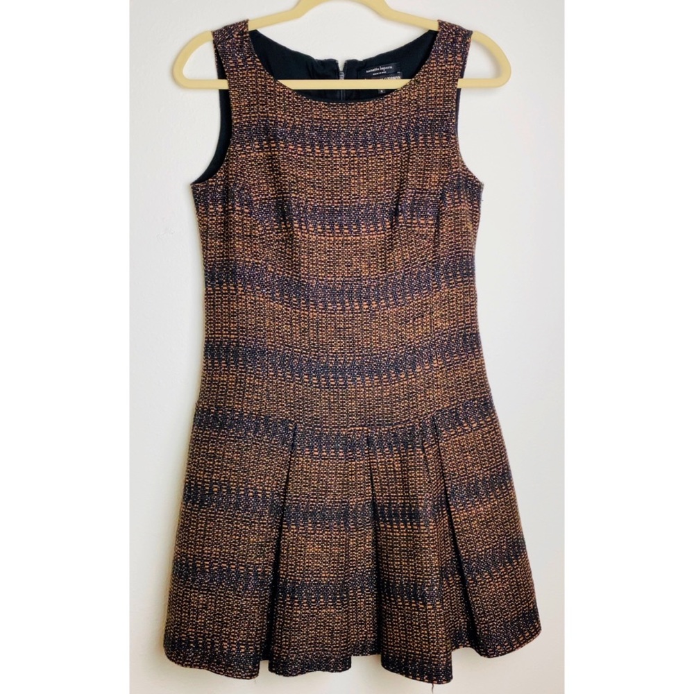 NANETTE LAPORE Gold Navy Metallic Tweed Dress